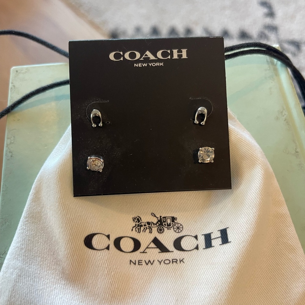 Coach Silver Horseshoe and Stud Earrings